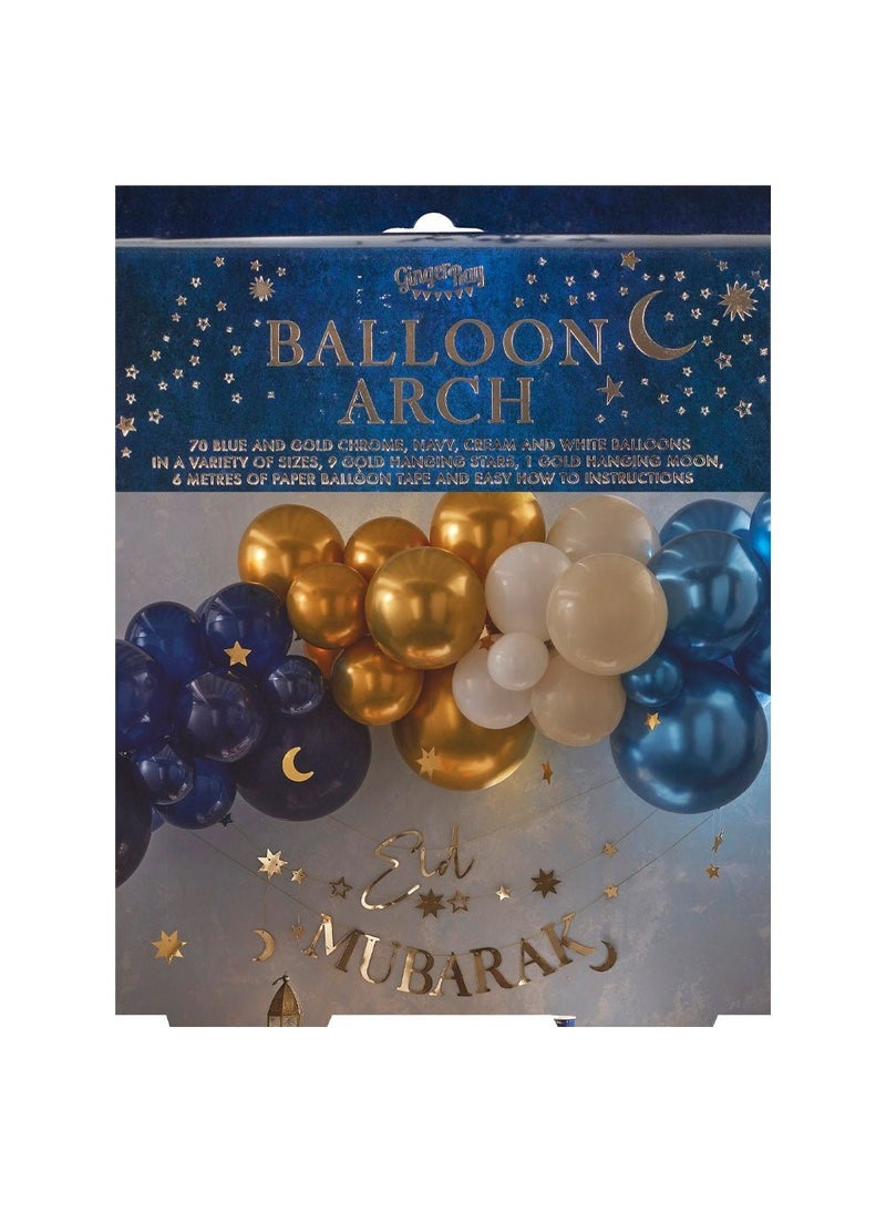 Ginger Ray Eid Mubarak Balloon Arch Blue Gold White DIY Kit - Image 4