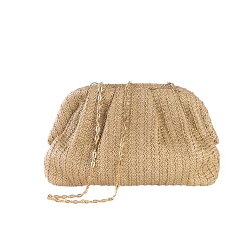 Fecialy Straw Clutch Purse for Women Summer Beach Bag Dumpling Clutch Straw Crossbody Bag Beach Woven Rattan Bag - Image 1