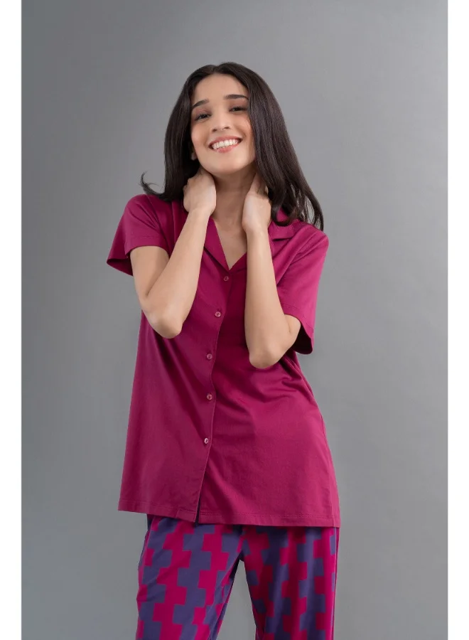 نسيسيرا قميص بأزرار وياقة نصف كم من روبي سوبيما