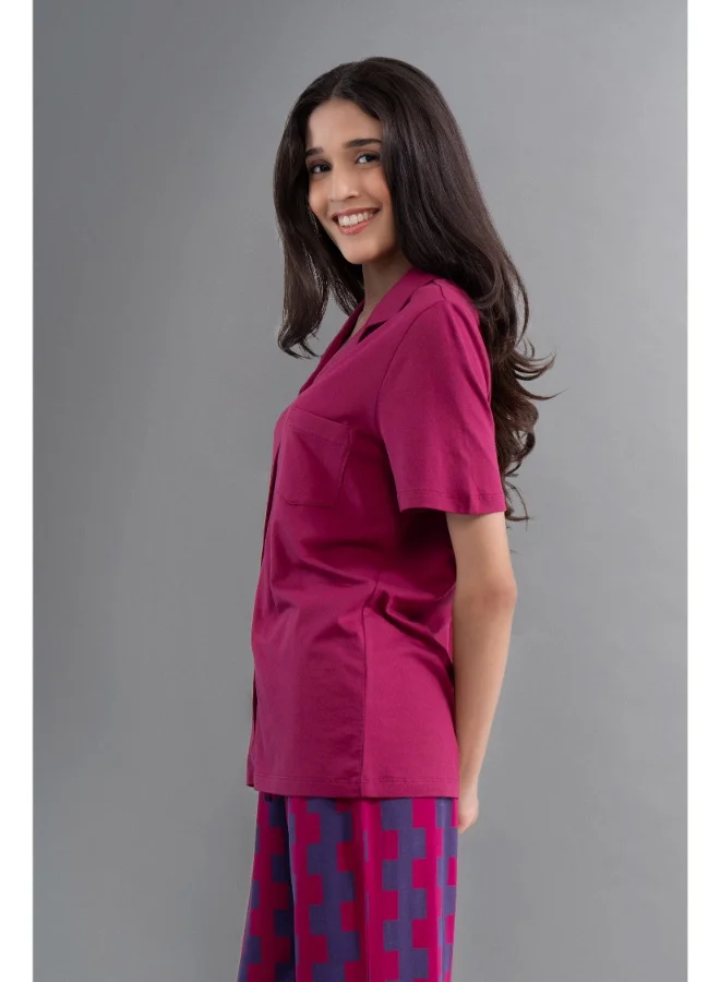 NeceSera Ruby Supima Half Sleeve Button Down Shirt