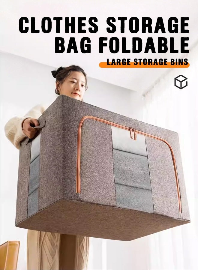 Furlale 2PCS 70L Clothes Storage Bags – Foldable Closet Organizer with Clear Window & Sturdy Zipper, Large Storage Bins for Blankets, Comforters, Bedding & Toys - Image 2