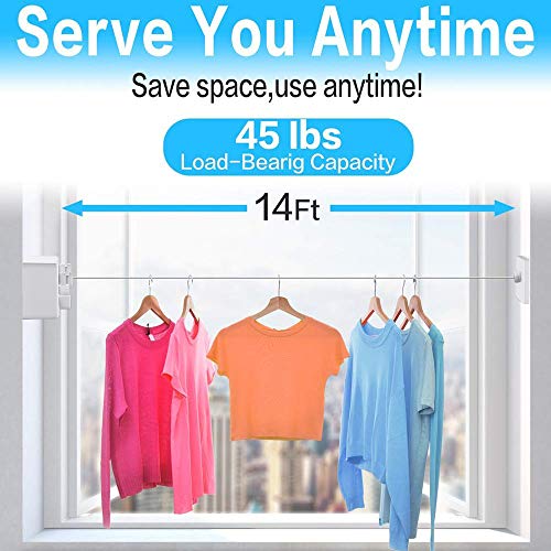 JOOM Retractable Clothesline Indoor Double Clothes Lines retracting | Heavy Duty for Drying Laundry line Outdoor|Wall Mounted Stainless Steel 13.8Feet Two line (Gold) - Image 2