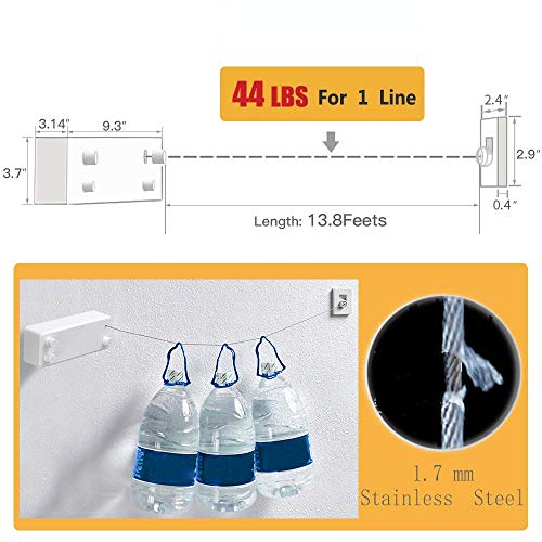 JOOM Retractable Clothesline Indoor Double Clothes Lines retracting | Heavy Duty for Drying Laundry line Outdoor|Wall Mounted Stainless Steel 13.8Feet Two line (Gold) - Image 5