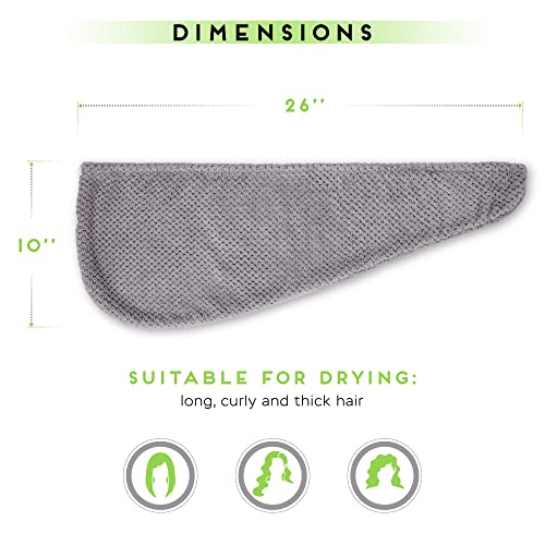 SimpleField 2 Pack Microfiber Hair Towel Wrap for Women, Anti Frizz Quick Drying Hair Turban for All Hair Style, Absorbent and Lightweight (Grey) - Image 5