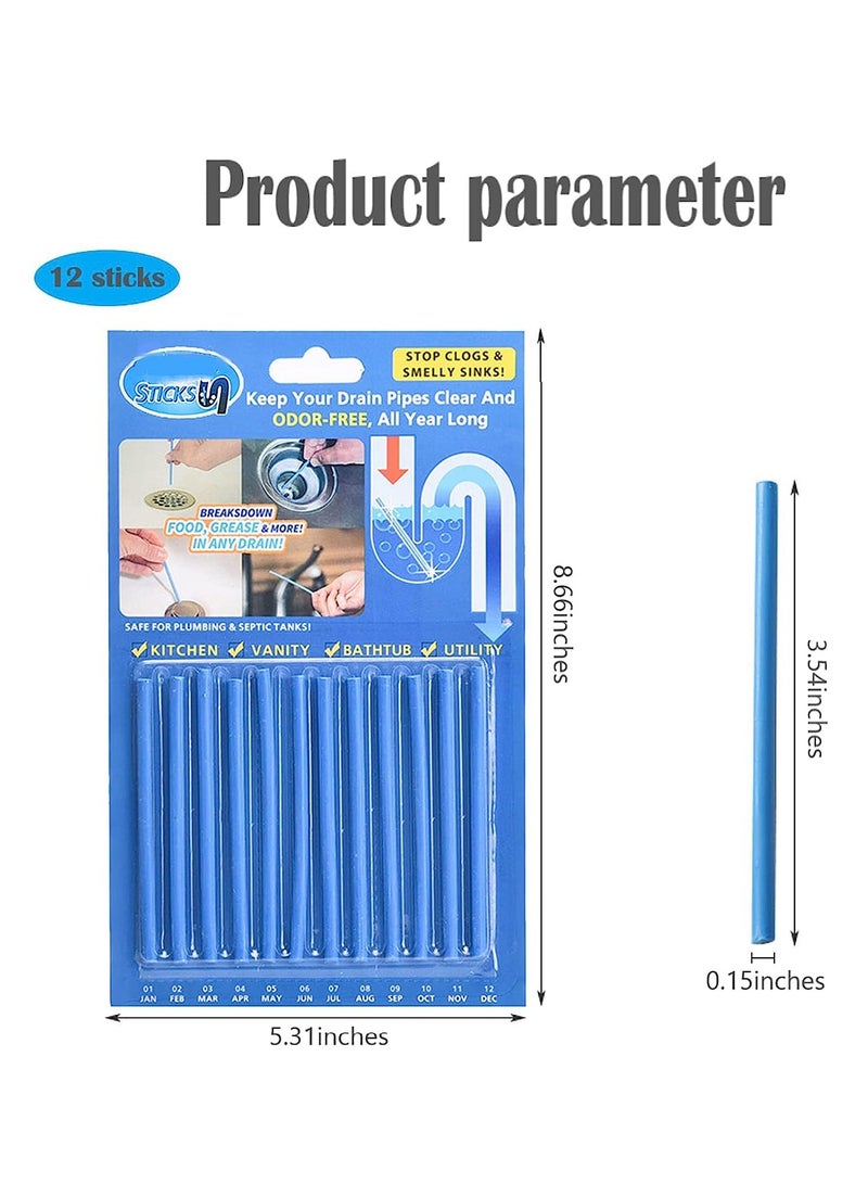 Drain Clean Sticks Remove Blocked Drain Cleaning Sticks, Drain Deodorizer Sticks, Prevent Oil Accumulation And Blockage for Sinks, Tubs, Showers, Disposals, 4 Pack - Image 2