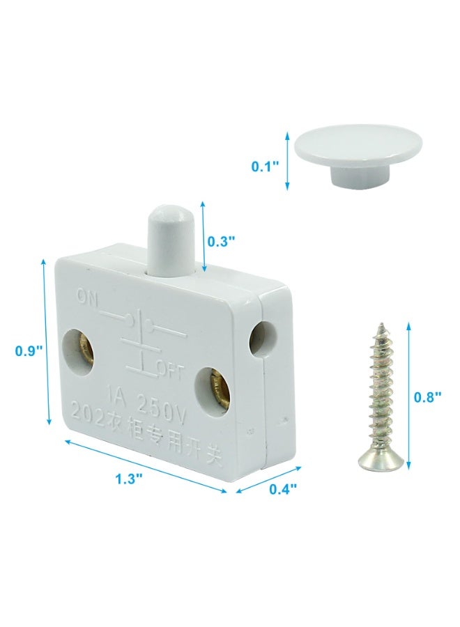 2 Pcs Cabinet Door Switch, Wardrobe Closet Light On/Off Touch Switch, White, Compatible with 12V 24V 110V - Image 2