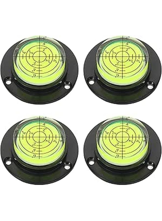 4Pcs Black Base Round Bubble Level High Precision Tool for RV Machinery Installation and Indoor Renovation - Image 1