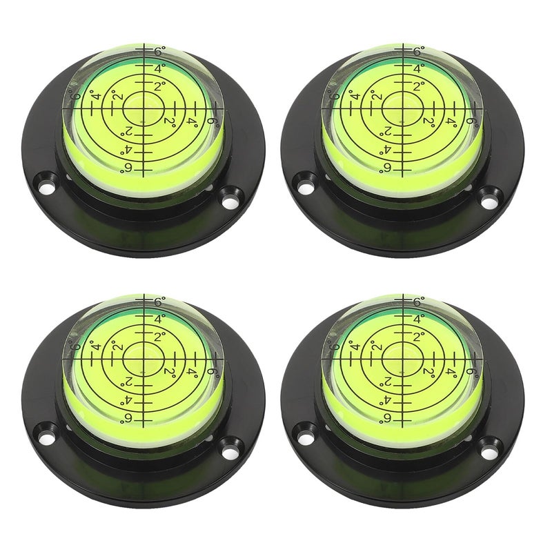 4Pcs Black Base Round Bubble Level High Precision Tool for RV Machinery Installation and Indoor Renovation - Image 2