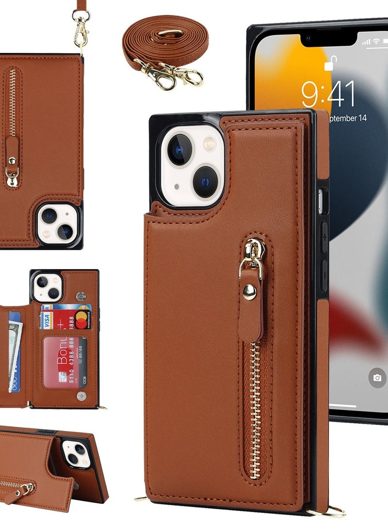 Suitable For IPhone Crossbody Lanyard Zipper Leather Case - Image 1