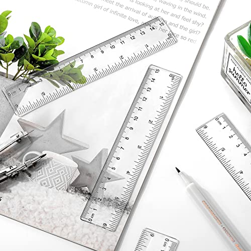 Spakon 32 Pack 6 Inch Mini Rulers Bulk Plastic Small Rulers with Inches and Centimeters, Drafting Measuring Tool Set for Classroom Kids Student School Office Supplies(6 Inch,Clear) - Image 5