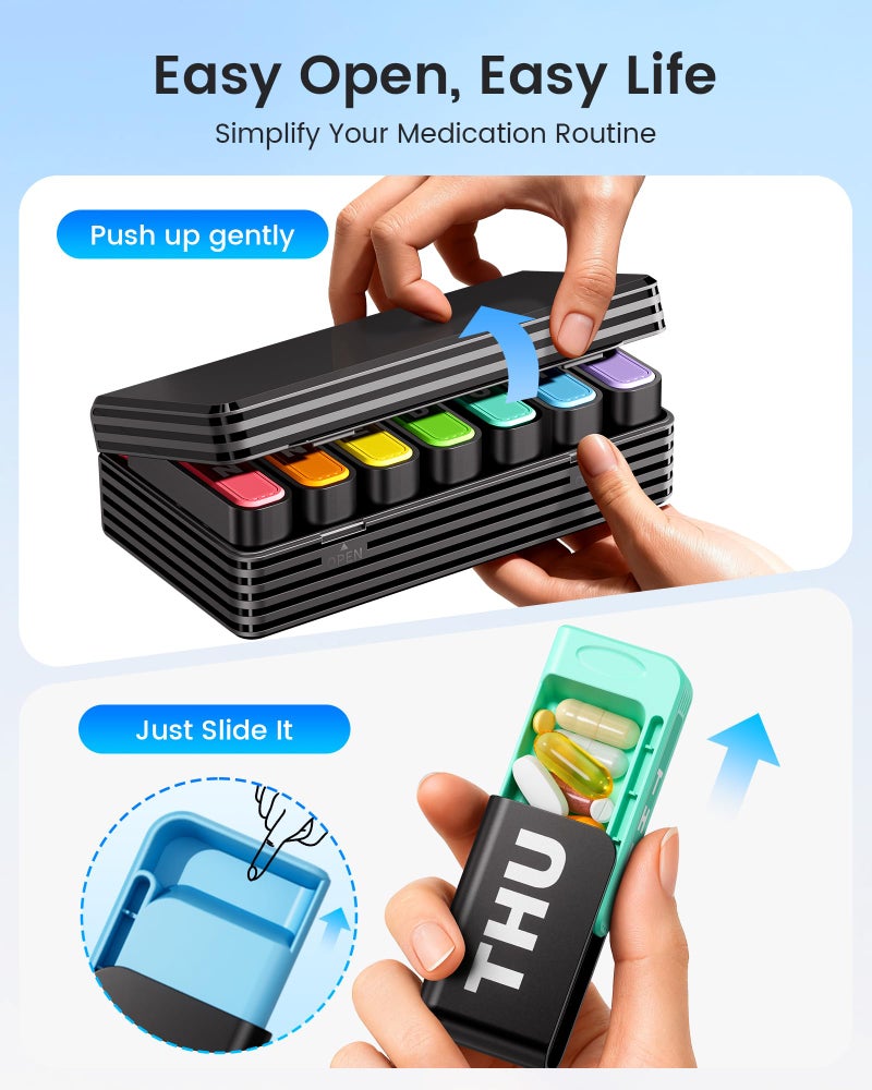 Daviky Weekly Pill Organizer 1 Time a Day, Travel Drawer-Style Pill Box for Daily Medication, 7-Day Pill Case, Compact & Portable, Ideal for Vitamins, Fish Oils & Supplements - Image 2