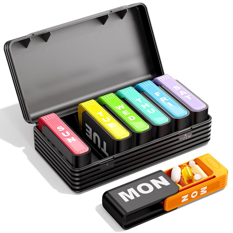 Daviky Weekly Pill Organizer 1 Time a Day, Travel Drawer-Style Pill Box for Daily Medication, 7-Day Pill Case, Compact & Portable, Ideal for Vitamins, Fish Oils & Supplements - Image 1