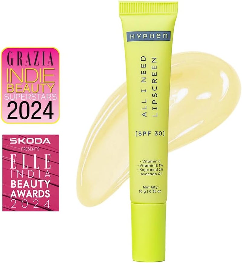 HYPHEN All I Need Lipscreen with Spf 30 & 2% Kojic Acid -Moisturizing, Sun Protection|Smooth Lips, Tan Removal for Women and Men|Lip Balm Spf|Chapped Dry Lips | Peptide|Vegan,Sls & Paraben-Free -10 Gm - Image 1