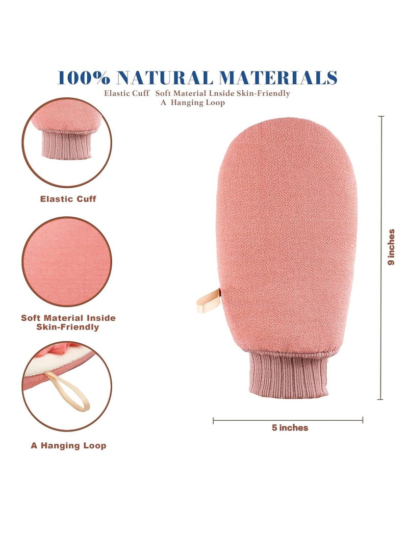 Deep Exfoliating Glove for Shower, Double-Sided Exfoliating Mitt,Massage Body Scrub Gloves for Home Spa, Eco Friendly loofah Sponge, Dead Skin Remover  Body Scrubber Exfoliator (Pink) - Image 3