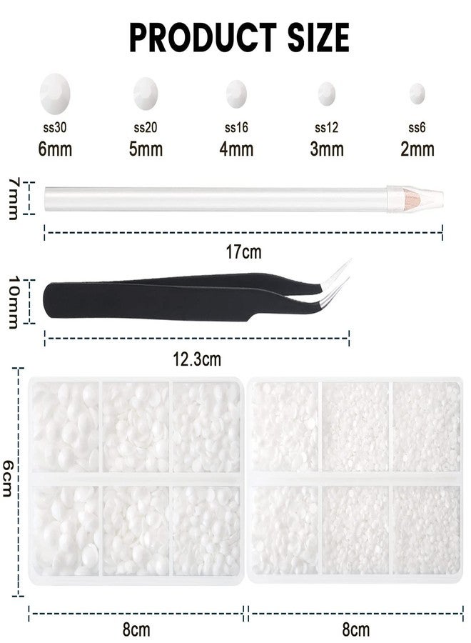 AUREHEN 10000PCs 2-6MM White Resin Flat Back Rhinestones, Round Non Hotfix Resin Rhinestones Nail Gems Stones with Tweezer & Picker Pen for Tumblers Nail Art & DIY Decoration - Image 2