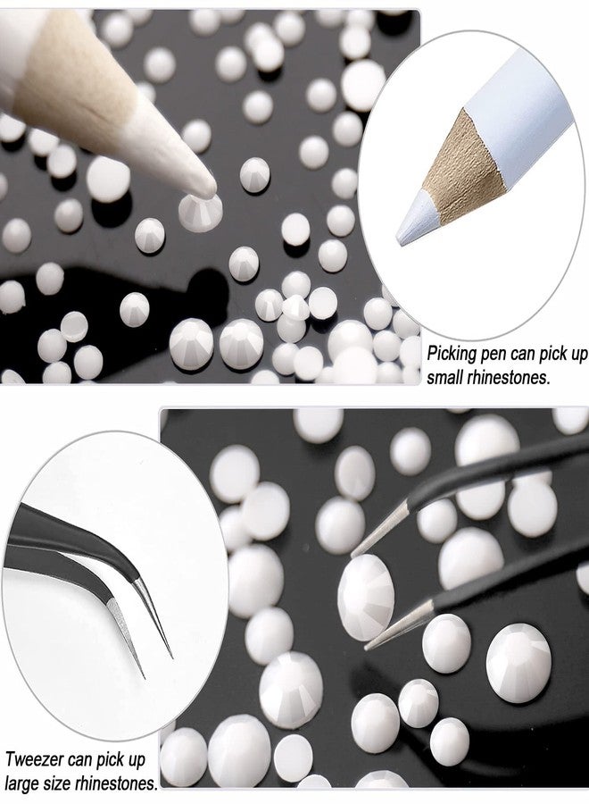AUREHEN 10000PCs 2-6MM White Resin Flat Back Rhinestones, Round Non Hotfix Resin Rhinestones Nail Gems Stones with Tweezer & Picker Pen for Tumblers Nail Art & DIY Decoration - Image 3