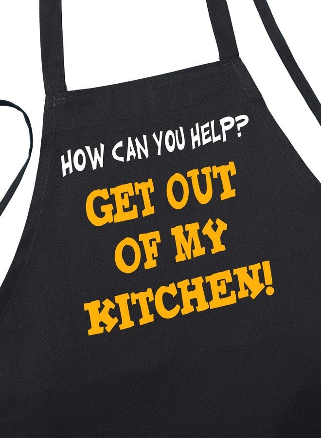 CoolAprons Funny Black Cooking Apron Get Out Of My Kitchen, Comical Novelty Aprons With Bold Attitude For Home Chefs - Image 1
