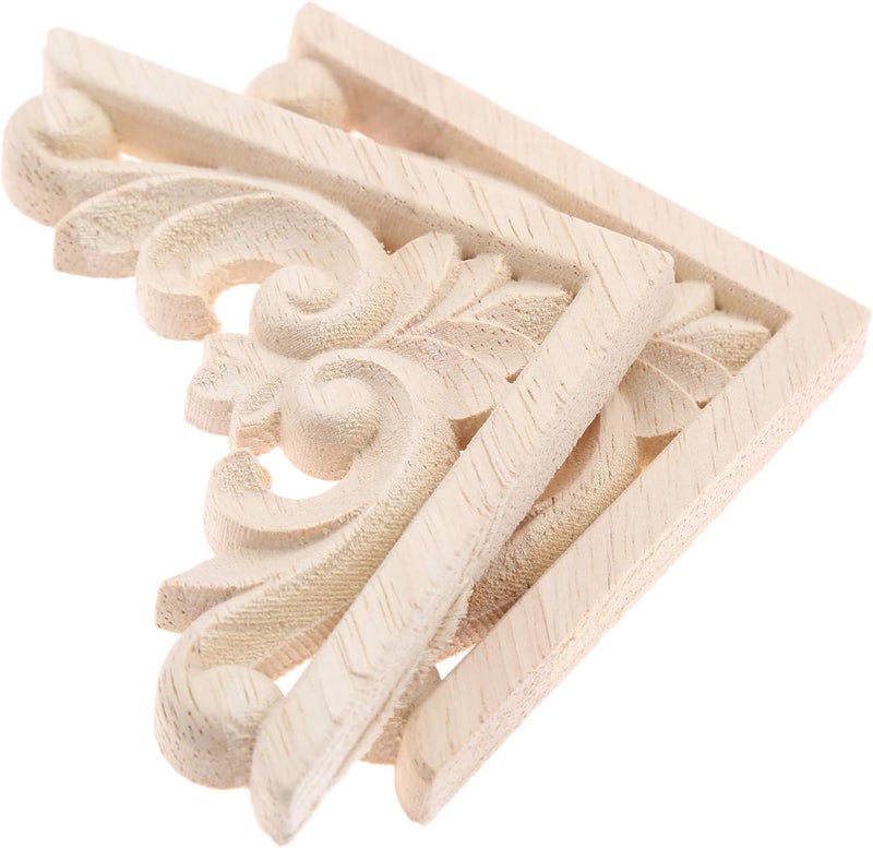 MUXSAM Furniture Applique, 6x6cm/2.36"x2.36", Wood Carved Corner Onlay Unpainted Frame Decal for Wall Cabinet Door Bed Dresser Mirror Decoration(4-Pack) - Image 5