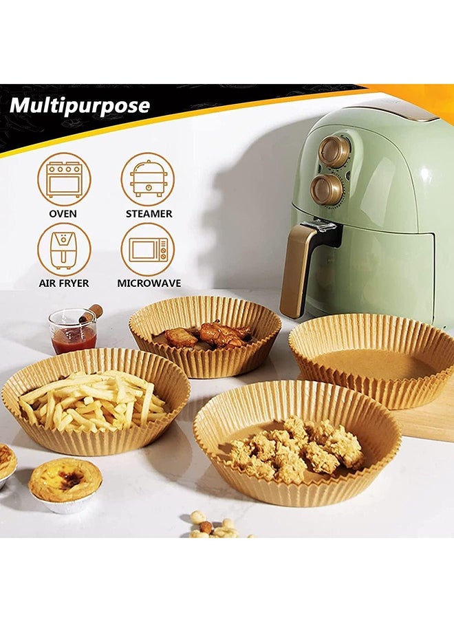 SKY-TOUCH - 100 Pieces Disposable Non Stick Parchment Paper for Air Fryer Round 16cm, Brown - Image 1