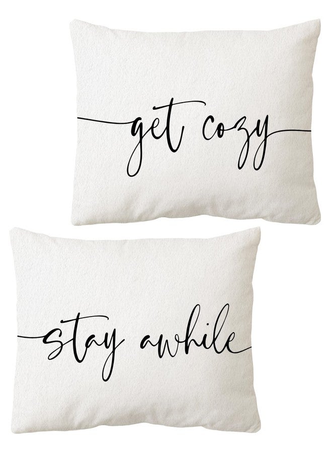 Sidhua Family Sentiment Themed Pillowcases Decorations for Home, Get Cozy Stay Awhile Throw Pillow Covers 12”x20” Set of 2, Housewarming Gifts, Bed Gifts - Image 1