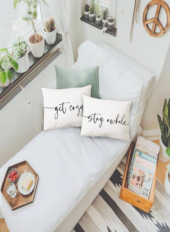 Sidhua Family Sentiment Themed Pillowcases Decorations for Home, Get Cozy Stay Awhile Throw Pillow Covers 12”x20” Set of 2, Housewarming Gifts, Bed Gifts - Image 2