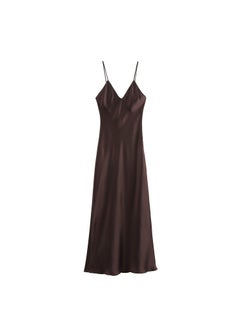Generic SAW Fast Selling New Dress European And American Style Fashionable Simple French Silk-Satin Tank Quality Light Luxury Deep maroon 