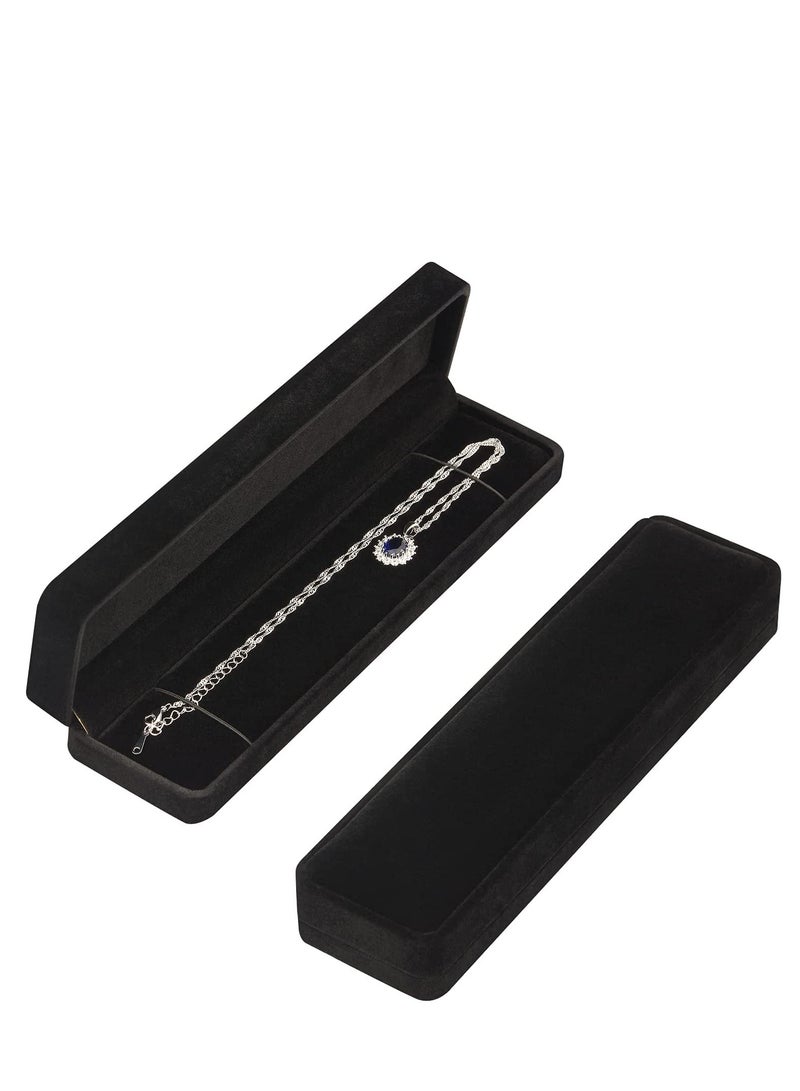Long Velvet Jewelry Chain Necklace Gift Box Set, Bracelet Storage Case, Jewelry Display Box for Wedding, Engagement, Proposal, Birthday and Anniversary 1 Piece (Black) - Image 1