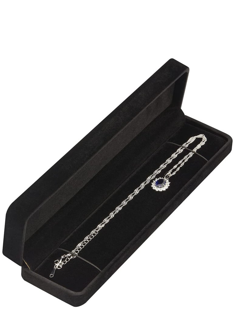 Long Velvet Jewelry Chain Necklace Gift Box Set, Bracelet Storage Case, Jewelry Display Box for Wedding, Engagement, Proposal, Birthday and Anniversary 1 Piece (Black) - Image 4