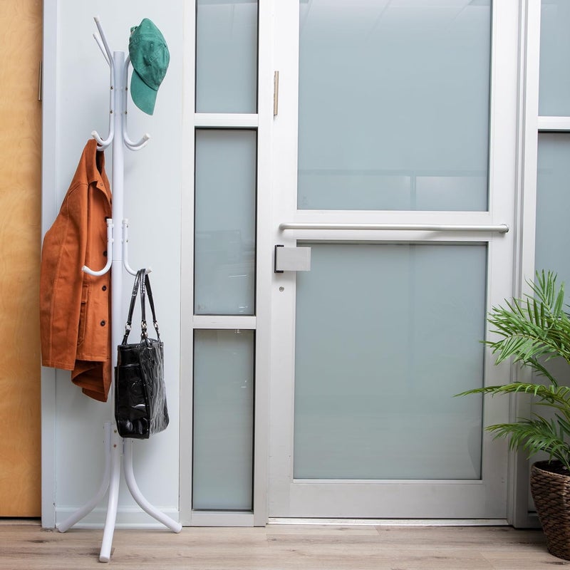 Mind Reader Freestanding Coat Rack, Multi-Tier Organizer for Office and Entryway, Metal, White - Image 1