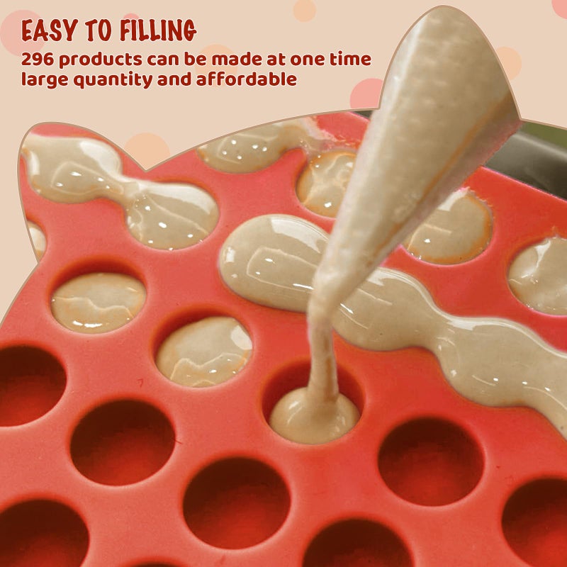 HKNMTT Mini Semi Sphere Shape Molds Silicone, 296 Cavities Round Baking Moulds for Dog Treats Snack Candy Chocolate Chip Cookie Wax Yogurt Melts, Oven Safe Small Half Ball Pellet Sheets - Image 2