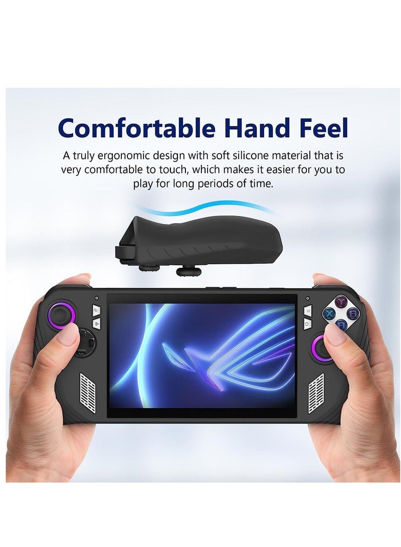 Compatible with Asus ROG Ally 2023 Handheld Game Console All-inclusive Silicone Protective Case Anti-drop Protective Case (Black) - Image 2