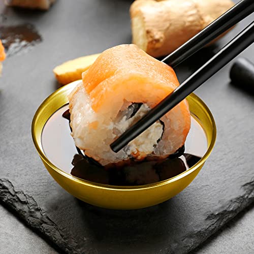 Amytalk 16 Pack 3.2inch Stainless Steel Sauce Dishes Mini Individual Saucers Bowl Round Seasoning Dishes Sushi Dipping Bowl Appetizer Plates, Golden - Image 3