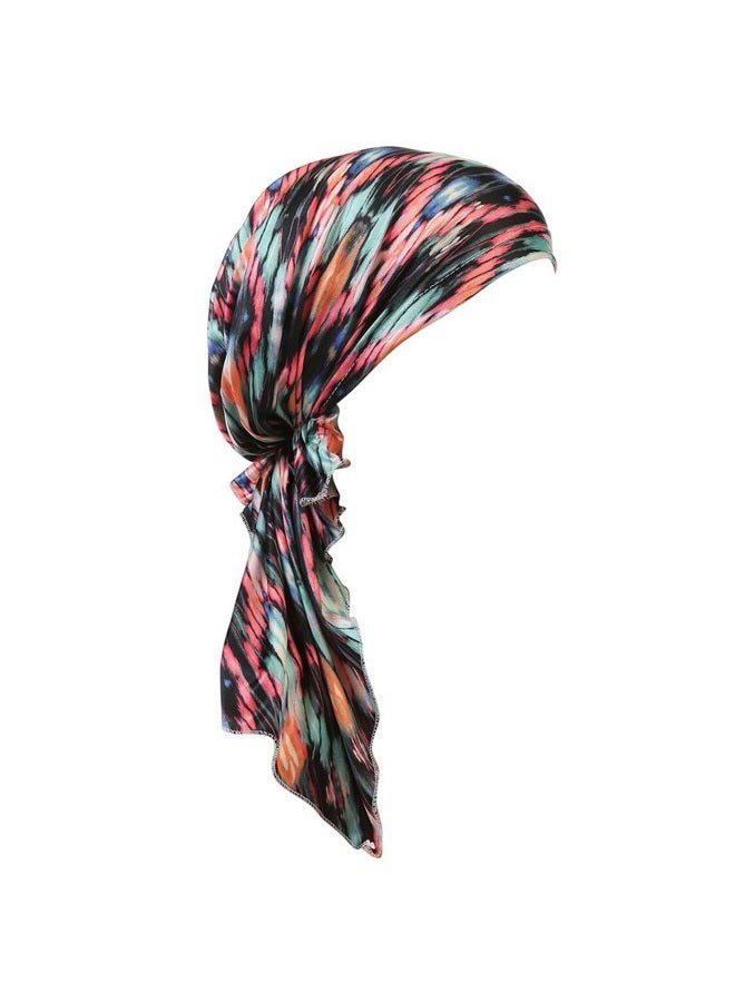 DancMolly Summer Chemo Scarf Lightweight Silky Beanie Ruffle Cap Cancer Headwear for Womens (Style 09,Print-Snakeskin) - Image 1