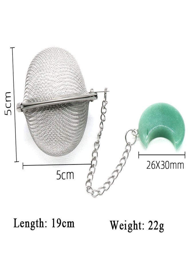 LE SKY 5 Pcs Tea Filter Stainless Steel with Moon Crystal Energy Stone Tea Strainers with Fine Mesh Extend Chain Hook Tea Ball Infuser for Loose Tea Leaves Spices Seasonings - Image 3