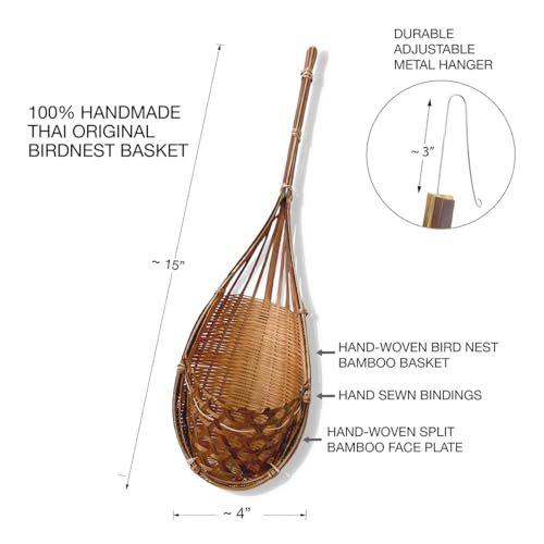 PANWA Handmade 100% Thai Bamboo Hanging Orchid Basket – 4 Inch Set of 3 - Image 5
