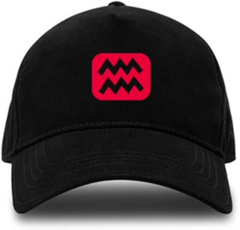 Black Cap with Red Logo,Aquarius Zodiac