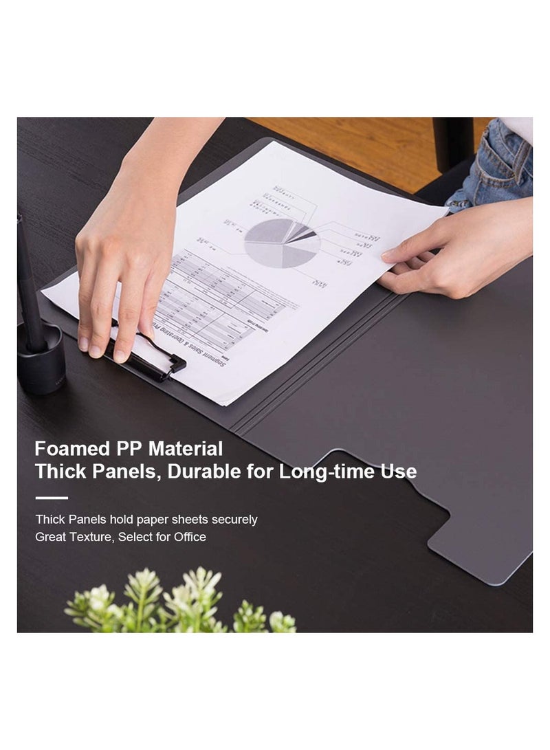SYOSI Clipboard, Classic Clipboards Plastic Clip Board A4 Folding Document Folder For Office Nursing Teacher Student Stationery Test, A4 Size 9 x 12.5 Inch With Low Profile Metal Clip (Black)  - Image 4