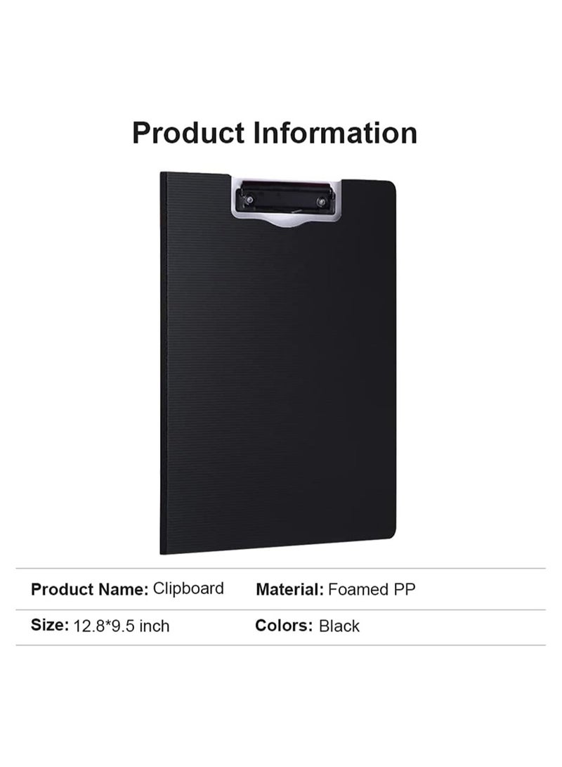 SYOSI Clipboard, Classic Clipboards Plastic Clip Board A4 Folding Document Folder For Office Nursing Teacher Student Stationery Test, A4 Size 9 x 12.5 Inch With Low Profile Metal Clip (Black)  - Image 3