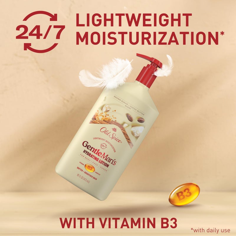 Old Spice لوشن يدين ووجه وجسم أولد سبايس للرجال لجميع أنواع البشرة، ترطيب خفيف الوزن على مدار 24/7 مع فيتامين B3، امتصاص فوري، رائحة سكر بني وزبدة كاكاو، 16 أونصة - Image 4