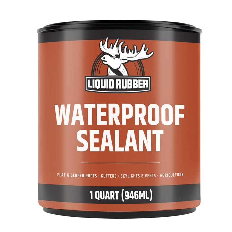 Liquid Rubber Waterproof Sealant â€“ DIY Leak Repair Coating for Flat, Metal & Low Slope Roofs, Foundations, Gutters & More â€“ Flexible Protective Membrane - Black - 1 Quart - Image 1