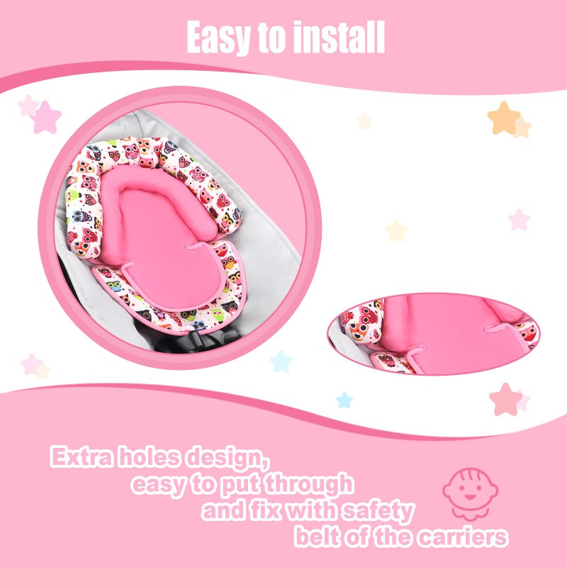 KAKIBLIN Toddler Head Support for Car Seat, Infant Car Seat Insert, Baby Soft Neck and Body Support Pillow for Carseat, Pink - Image 4