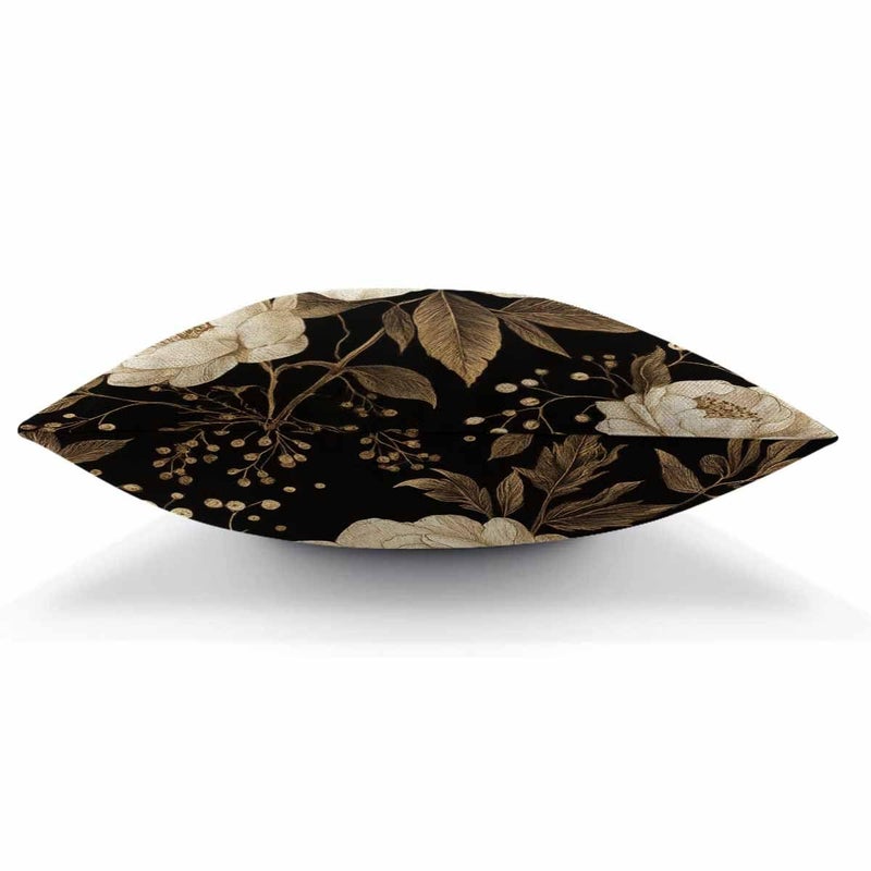 AOYEGO Peonies and Roses Throw Pillow Cover Gold and White Flower Leaves Foliage Berries Oriental Style Luxury Bloom Pillow Case 18x18 Inch Decorative Men Women Room Cushion Cover for Couch - Image 5