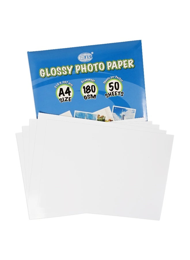 FIS Glossy Photo Paper, A4 Size(210x297mm), 180 Gsm Thickness, 50 Sheets Per Pack-FSPAGP18050N  - Image 4