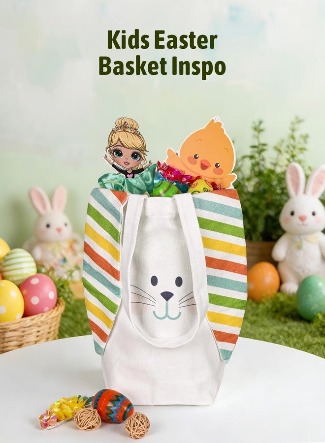 آت فن شوب حقيبة تسوق عيد الفصح من ATFUNSHOP مزينة بآذان أرنب 11.8 بوصة - حقيبة قماشية قابلة لإعادة الاستخدام على شكل أرنب | سلال عيد الفصح للأولاد والبنات للبحث عن البيض، والهدايا، ومتعة الربيع - Image 3