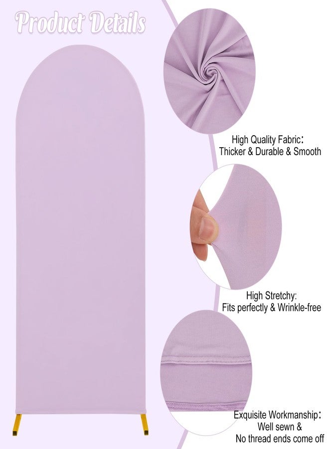 FEINIGESI Spandex Fitted Wedding Arch Cover 6.6FT Round Top Stand Covers Double-Side Chiara Cover Backdrop Cover for Wedding Birthday Party Ceremony Baby Shower Decoration(Lavender) - Image 3