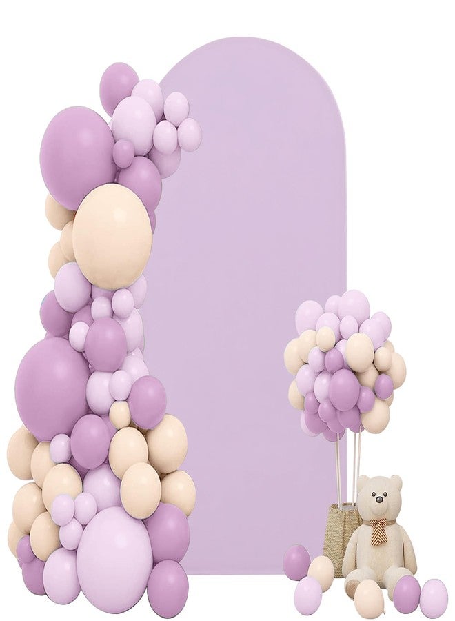 FEINIGESI Spandex Fitted Wedding Arch Cover 6.6FT Round Top Stand Covers Double-Side Chiara Cover Backdrop Cover for Wedding Birthday Party Ceremony Baby Shower Decoration(Lavender) - Image 1
