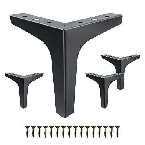 GOSCHE Metal Furniture Legs Set of 4, Matte Black Sofa Legs 6 inch, Modern Style Replacement feet for Couch Dresser Chair Bed Table Cabinet Ottoman Cupboard DIY Replacement Parts - Image 1