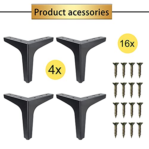 GOSCHE Metal Furniture Legs Set of 4, Matte Black Sofa Legs 6 inch, Modern Style Replacement feet for Couch Dresser Chair Bed Table Cabinet Ottoman Cupboard DIY Replacement Parts - Image 5