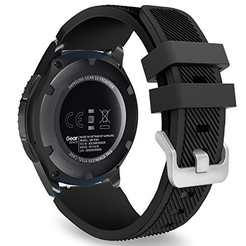 MoKo Band Compatible with Samsung Galaxy Watch 3 45mm/Gear S3 Frontier/Classic/Galaxy Watch 46mm/Huawei Watch GT 46mm/Watch GT 2e 46mm/Ticwatch S2/E2, Silicone Sport Strap Fit 22mm Band, Black - Image 1
