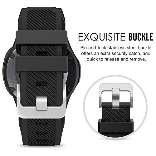 MoKo Band Compatible with Samsung Galaxy Watch 3 45mm/Gear S3 Frontier/Classic/Galaxy Watch 46mm/Huawei Watch GT 46mm/Watch GT 2e 46mm/Ticwatch S2/E2, Silicone Sport Strap Fit 22mm Band, Black - Image 5